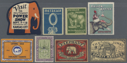 Thematik: Tiere-Elefanten / Animals Elephants: 1900/1950 Ca., Elephant Poster Stamps And Labels, Att - Elefanten