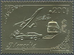 ** Thematik: Verkehr / Traffic: 1993, Mongolia. Set Of 100 Perforated GOLD Stamps And 100 Perforated SI - Other & Unclassified