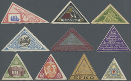 Thematik: Vignetten,Werbemarken / Vignettes, Commercial Stamps: 1900/1960 Ca., DREIECKS-MARKEN, TRIA - Vignetten (Erinnophilie)