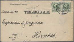 Br Dänemark: 1887/1956, Partie Mit 11 Frankierten Und Unfrankierten Telegramm-Umschlägen, Telegramm-Fal - Covers & Documents