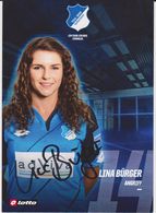 Original Women Football Autograph Card LINA BURGER Frauen Bundesliga 2016 / 17 TSG HOFFENHEIM - Autografi