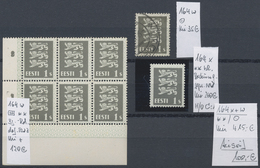 **/O Estland: 1940, Estonian SSR, 1s. Grey, Lot Of Eight Stamps Incl. Single Copy White Paper Mint (toned - Estonie