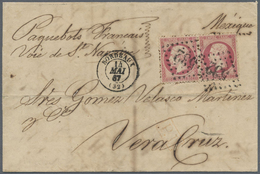 Br Frankreich: 1834/1881, Mail To (from) Mexico, Group Of Twelve Entires, Slightly Varied Condition/pos - Gebruikt