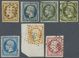 O/Br Frankreich: 1852/1862, NAPOLEON, Group Of Seven Stamps And Four Covers, All Stamps Showing EXTRAORDI - Oblitérés