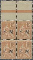 **/*/Brfst Frankreich: 1901/1941, Mainly Mint Assortment Incl. Military Stamps 15c. Orange (no. 1) Block Of Fou - Oblitérés