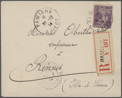 Br Frankreich: 1910/50 (ca.), Sammlung Von Ca. 335 Einschreibe-Briefen, Sehr Spezialisiert Mit Vielen T - Oblitérés