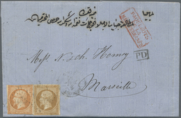 Br Französische Post In Der Levante: 1862/1864, Two Lettersheets From BEYROUTH To Marseille Resp. Manch - Sonstige & Ohne Zuordnung