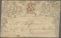 GA/O Großbritannien: 1840/1856, Small Lot Containing Mulready Envelope, 2 Penny Blue 1840 Issue, 1 D Red, - Autres & Non Classés