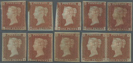 (*)/* Großbritannien: 1841, 1d. Red, Group Of Ten Copies Unused/unobliterated, Varied Condition With Some - Altri & Non Classificati