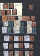 */(*) Großbritannien: 1855/1870 (ca.), Specialised Assortment Of 26 Stamps Of 1d. Red And 2d. Blue, Varied - Other & Unclassified