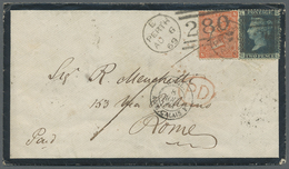 Br Großbritannien: 1861/1869, Lot Of Three Entires To Italy, E.g. 1856 6d. Lilac, 1856 1s. Green Two Co - Autres & Non Classés