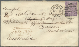 Br Großbritannien: 1865/1872 (ca.), Interesting Group With 15 Covers Addressed To Victoria/Australia Mo - Autres & Non Classés