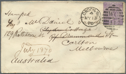 Br Großbritannien: 1865/1872 (ca.), Interesting Group With 15 Covers Addressed To Victoria/Australia Mo - Sonstige & Ohne Zuordnung