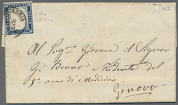 Br Italien - Altitalienische Staaten: Sardinien: 1857/1862: Lot Of 10 Letters Franked With The The Blue - Sardaigne