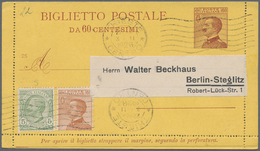 GA Italien: 1885/1960 Ca., Ganzsachenposten Mit über 180 Belegen, Dabei Kartenbriefe, Antwort-Ganzsache - Marcophilie
