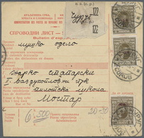 Br Jugoslawien: 1920/1930 (ca.), Lot Of Ca. 250 Package Cards And Money Orders With Many Interesting Fr - Covers & Documents