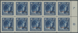 ** Luxemburg: 1944/1946, Definitives Charlotte, Complete Set As Marginal Blocks Of Ten With Specimen Ov - Sonstige & Ohne Zuordnung