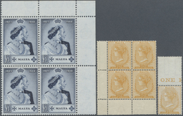 ** Malta: 1880/1949, U/m Lot With ½d. Crown CC Single Stamp And Crown CA Block Of Four; 1949 Silver Wed - Malta