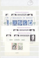 ** Monaco: 1951/1987, Lot Of Blocks With Eight Items Red Cross 1951, Cept 1980 Special Printing, 50 Yea - Ongebruikt