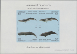 ** Monaco: 1993, Whales, IMPERFORATE Souvenir Sheet, 23 U/m Copies. Maury BF62 Nd - 5.175,- €. - Ongebruikt