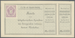 GA Österreich - Telefonsprechkarten: 1886-1900: Sammlung Von 11 UNGEBRAUCHTEN, Frühen Telefonsprechkart - Other & Unclassified