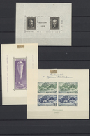 */O Polen: 1928/1938, Lot Of Seven Souvenir Sheets, Varied Condition, Incl. 1928 Stamp Exhibition, 1938 - Briefe U. Dokumente