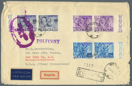 Br Polen: 1952 Groszy Overprints (purple) On Constitutional Issue (Michel No. 617/19), Complete Set In - Brieven En Documenten
