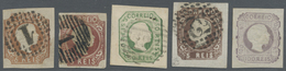 O/(*) Portugal: 1855/1862, Lot Of Four Used Stamps: Michel Nos. 7, 9 (2), 12, Fresh Colours And Full To Hu - Covers & Documents