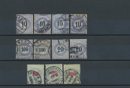 O Schweiz - Portomarken: 1878/1908, Gestempelte Zusammenstellung Mit 65 Werten, Dabei 2 Serien MiNr. 1 - Portomarken