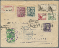 Br Spanien: 1822/1944, Lot Of Five Better Entires (single Lots), Incl. One Pre-philatelic Cover, Card T - Used Stamps