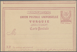 GA Türkei - Ganzsachen: 1884, Stationery Card 20pa. Carmine Resp. Rose, Group Of Five Pieces Showing Va - Interi Postali