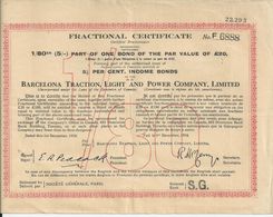 BARCELONA TRACTION LIGHT AND POWER COMPANY LIMITED ANNEE 1918 DELIVRE PAR LA SOCIETE GENERALE 1 / 80 - Unclassified