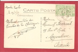 Y&T N°22X2 MONTE CARLO    Vers  FRANCE 1923  2 SCANS - Storia Postale