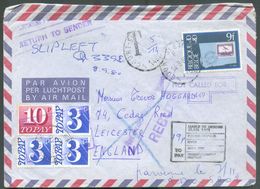 Belgium Cover 1980 From COURT-SAINT-ETIENNE To Leicester, Taxed 19p. + Hs 'T' + NOT CALLED FOR 449 + 19p/ To Pay Liable - Postage Due