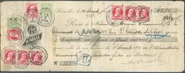 N°74(8)-83(2) Obl. Sc BRUXELLES (MIDI) Sur Reçu Présenté Et Non Encaissé (niet Betaald) - Verso = Etiquettes "payera Au - 1905 Thick Beard