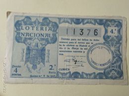 Lotteria Nazionale Spagnola  1943 - Andere & Zonder Classificatie