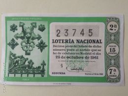 Lotteria Nazionale Spagnola  1961 - Autres & Non Classés