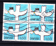 Denmark 1984 Mi. 816  1.00 Kr Brieftaube Letter Pidgeon Dove Weltkommunikationsjahr 4-Block - Blocks & Sheetlets