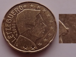 N. 8 ERRORE EURO !!! 20 CT. 2008 LUSSEMBURGO ESUBERO METALLO NASO !!! - Variëteiten En Curiosa