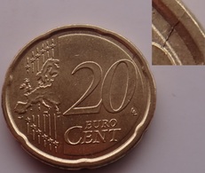 N. 66 ERRORE EURO !!! 20 CT. 2008 ITALIA FRATTURA DI CONIO !!! - Variétés Et Curiosités