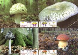 BULGARIA / BULGARIE - 2014 - Champignons -  4 Maximum Carts / Tim.de PF Avec VIGNET / Rare - Other & Unclassified