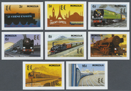 ** Thematik: Eisenbahn / Railway: 1992, MONGOLEI: The ORIENT EXPRESS Complete Set Of Eight Values And T - Trains