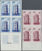 ** Thematik: Europa / Europe: 1956, France. Complete EUROPA Set (2 Values) In IMPERFORATE Blocks Of 4. - Europäischer Gedanke