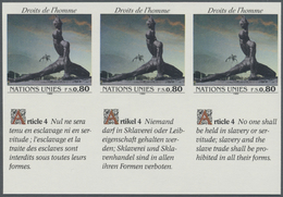 ** Thematik: Kunst / Art: 1989, UN Geneva. IMPERFORATE Inscription Block Of 6 (3 Stamps And 3 Labels) F - Autres & Non Classés