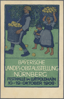 GA Thematik: Nahrung-Obst / Food-fruits: 1908, Bayern. Privat-Postkarte 5 Pf Wappen "Bayerische Landes- - Alimentation