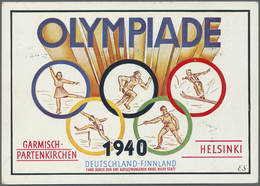 Thematik: Olympische Spiele / Olympic Games: 1940, Farbige Propagandakarte Zur Abgesagten Olympiade - Autres & Non Classés