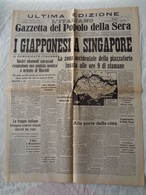 GIORNALE "GAZZETTA DEL POPOLO DELLA SERA" ULTIMA EDIZIONE, L'ITALIANO - 11-12 FEBBRAIO 1942-XX - LEGGI - Guerra 1939-45