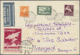 Br Thematik: Pfadfinder / Boy Scouts: 1933, Hungary. Postcard With Red Label "IV. Jamboree Gödöllö 1933 - Autres & Non Classés