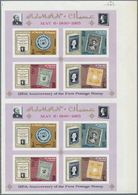 ** Thematik: Philatelie / Philately: 1965, Ajman. Two Souvenir Sheets In Issued Colors As An Uncut Vert - Autres & Non Classés