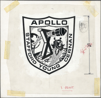 Thematik: Raumfahrt / Astronautics: 1969, Yemen (Kingdom). Artwork For APOLLO X Emblem. Ink And Acry - Autres & Non Classés